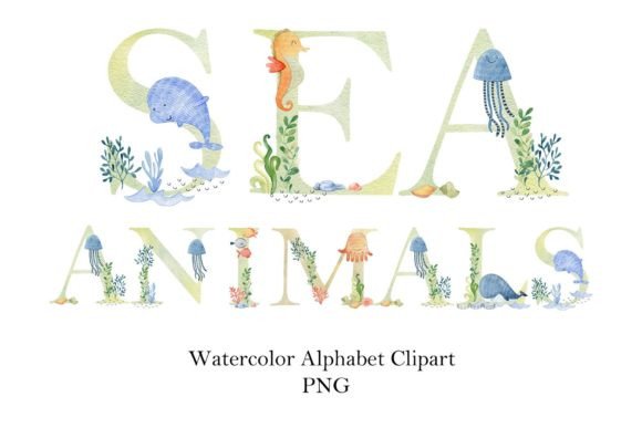 Download Watercolor Sea Animals Alphabet. - Watercolor sea Collection