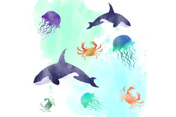Download Watercolor Sea Animals Pattern - Watercolor sea Collection