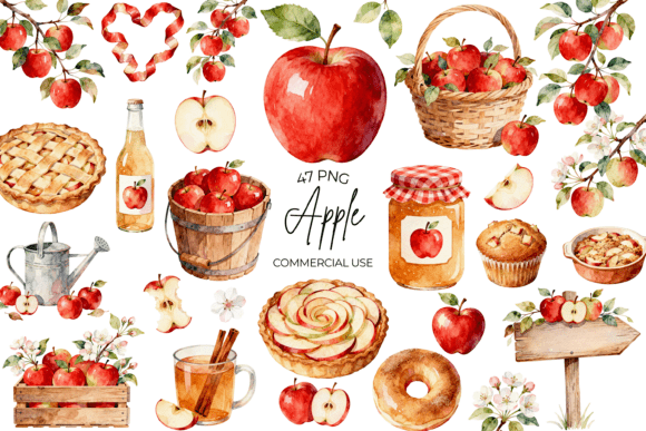 Download Watercolor Apple Clipart Autumn Fruit - Autumn Collection