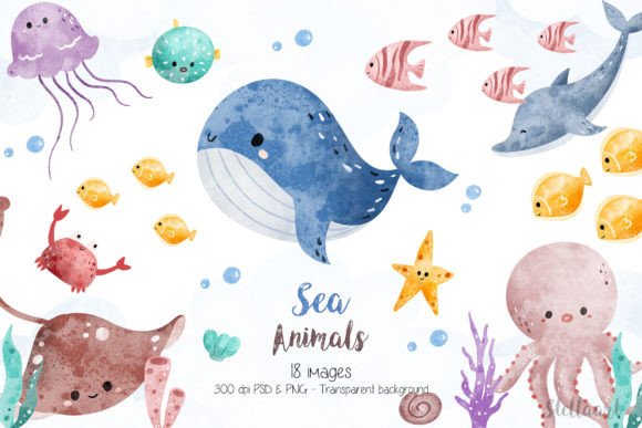 Download Watercolor Sea Animals - Watercolor sea Collection