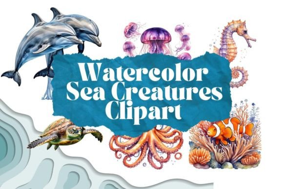 Download Watercolor Sea Creatures Clipart - Watercolor sea Collection