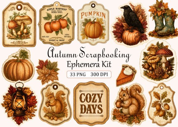 Download Autumn Scrapbooking Ephemera Kit - Autumn Collection