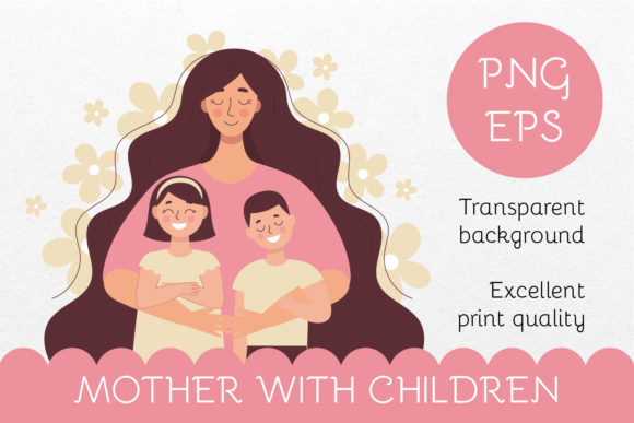 Download Mother with Children Illustration - Child Collection