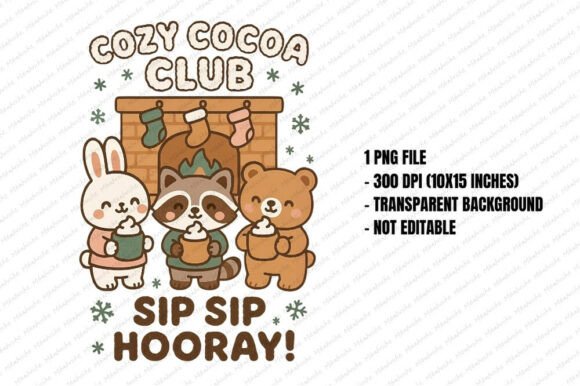 Download Cozy Cocoa Club Winter Animals PNG - Premium Bundle