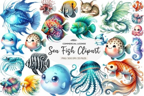 Download Watercolor Sea Fish Clipart - Watercolor sea Collection