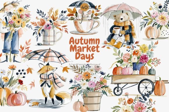 Download Autumn Harvest Watercolor Clipart Set - Autumn Collection