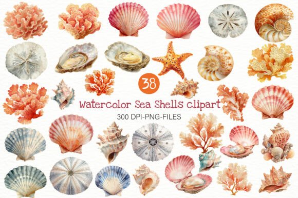 Download Watercolor Sea Shells Clipart - Watercolor sea Collection