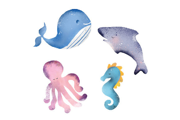 Download Watercolor Sea Animals Pattern - Watercolor sea Collection