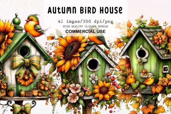 Download Whimsical Autumn Bird House Clipart - Autumn Collection