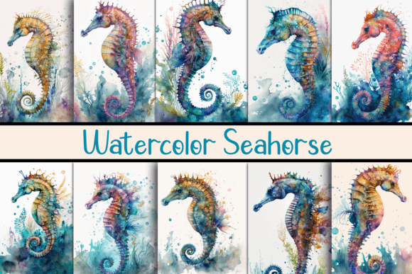 Download Watercolor Seahorse Backgrounds - Watercolor sea Collection