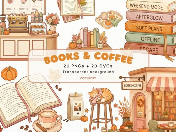Download Books &amp; Coffee Fall Cliparts, Autumn PNG - Autumn Collection